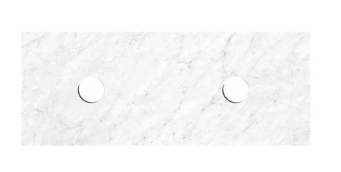 1200x465x20mm Natural Carrara Marble Double Bowl Waste Hole