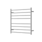 MIRAGE 8 BAR WIDE HEATED TOWEL RAIL750MM X 700MM BRUSHED CHROME