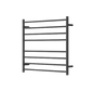 MIRAGE 8 BAR WIDE HEATED TOWEL RAIL750MM X 700MM MATT BLACK