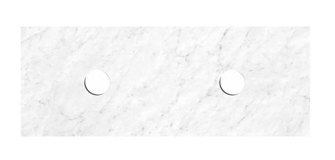 1500x465x20mm Natural Carrara Marble Double Bowl Waste Hole