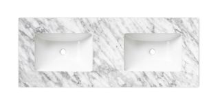 1200x465x18mm Undermount Double Basin Natural Carrara Marble