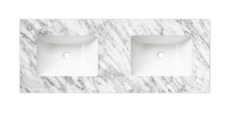 1200x465x18mm Undermount Double Basin Natural Carrara Marble