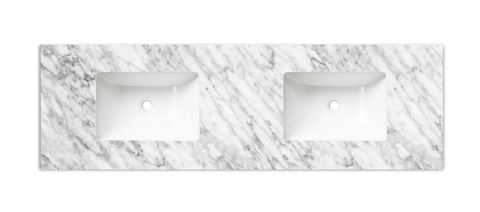 1500x465x18mm Undermount Double Basin Natural Carrara Marble