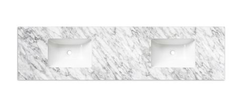 1800x465x18mm Undermount Double Basin Natural Carrara Marble