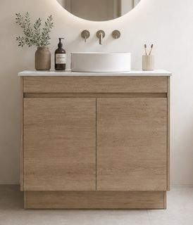Clarke Natural Oak 900 Floor Mount Timber Laminate Vanity
