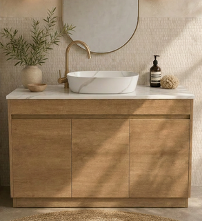 Clarke Natural Oak 1200 Floor Mount Timber Laminate Vanity