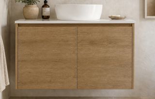 Clarke Natural Oak 900 Wall Hung Timber Laminate Vanity
