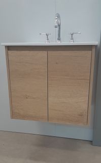 Clarke Natural Oak 600 Wall Hung Timber Laminate Vanity