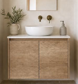 Clarke Natural Oak 750 Wall Hung Timber Laminate Vanity
