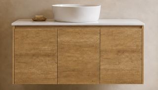Clarke Natural Oak 1200 Wall Hung Timber Laminate Vanity
