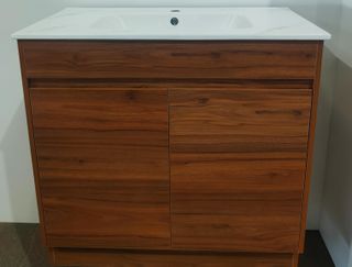 Clarke Walnut 900 Floor Mount Timber Laminate Vanity