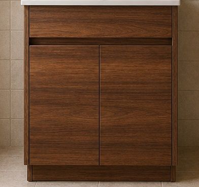 Clarke Walnut 600 Floor Mount Timber Laminate Vanity