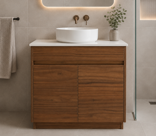 Clarke Walnut 750 Floor Mount Timber Laminate Vanity