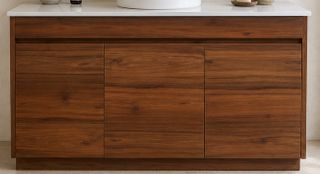 Clarke Walnut 1200 Floor Mount Timber Laminate Vanity