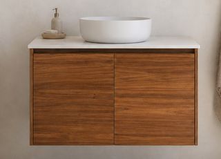 Clarke Walnut 900 Wall Hung Timber Laminate Vanity