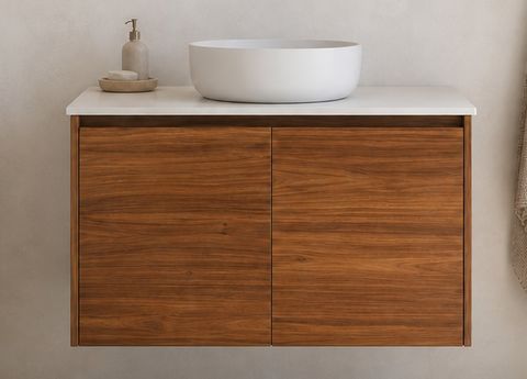 Clarke Walnut 900 Wall Hung Timber Laminate Vanity