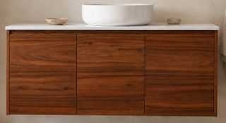 Clarke Walnut 1200 Wall Hung Timber Laminate Vanity