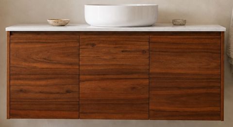 Clarke Walnut 1200 Wall Hung Timber Laminate Vanity