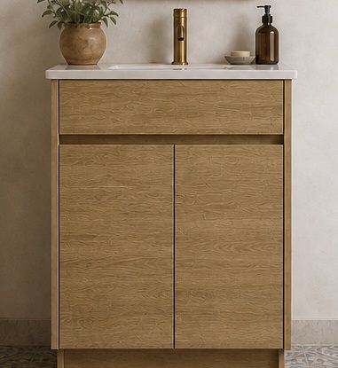 Clarke Natural Oak 600 Floor Mount Timber Laminate Vanity
