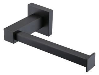 Savanna Square Black Toilet Roll Holder Straight