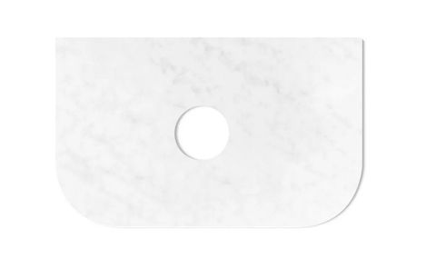 Bondi 750x460X20mm Counter Solid Surface Top - Cloudy Carrara, Waste Hole