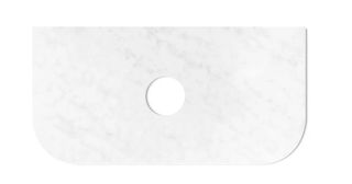 Bondi 900x460X20mm Counter Solid Surface Top - Cloudy Carrara, Waste Hole