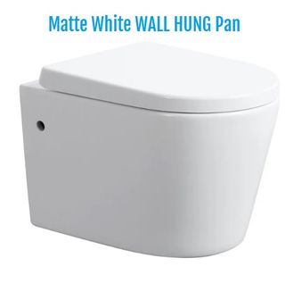 PAN ONLY Rimless MATTE WHITE WALL HUNG Toilet Suite