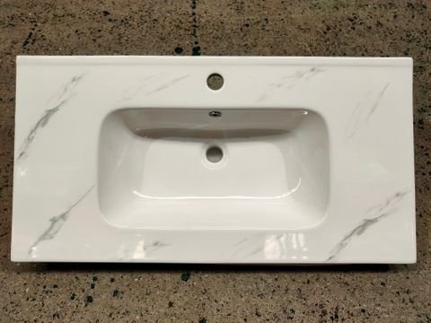 750x465x165mm Carrara Gloss Ceramic Top 1TH ROUND BOWL