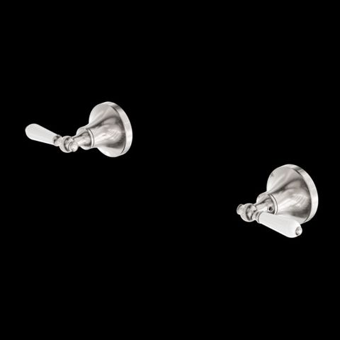 YORK WALL TOP ASSEMBLIES WITH WHITE PORCELAIN LEVER BRUSHED NICKEL