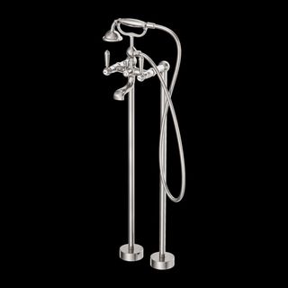 YORK FREESTANDING BATH SET WITH METAL HAND SHOWER BRUSHED NICKEL