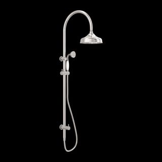 YORK TWIN SHOWER WITH WHITE PORCELAIN HAND SHOWER BRUSHED NICKEL