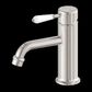 YORK STRAIGHT BASIN MIXER WITH WHITE PORCELAIN LEVER BRUSHED NICKEL