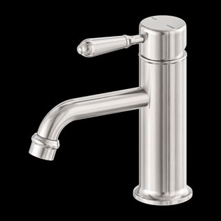 YORK STRAIGHT BASIN MIXER WITH METAL LEVER BRUSHED NICKEL