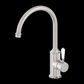 YORK KITCHEN MIXER GOOSENECK SPOUT WITH WHITE PORCELAIN LEVER BRUSHED NICKEL