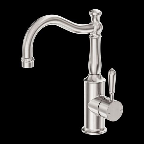 YORK BASIN MIXER HOOK SPOUT WITH METAL LEVER BRUSHED NICKEL