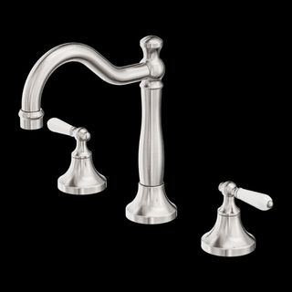 YORK BASIN SET WITH WHITE PORCELAIN LEVER BRUSHED NICKEL