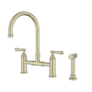 York Bridge Kitchen Set With Hand Spray Aged Brass