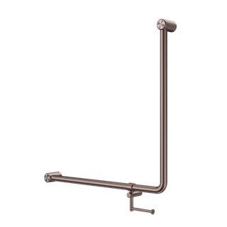 MECCA CARE 32MM 90 DEGREE BENT TUBE GRAB RAIL 750X750MM WITH TOILET ROLL HOLDER