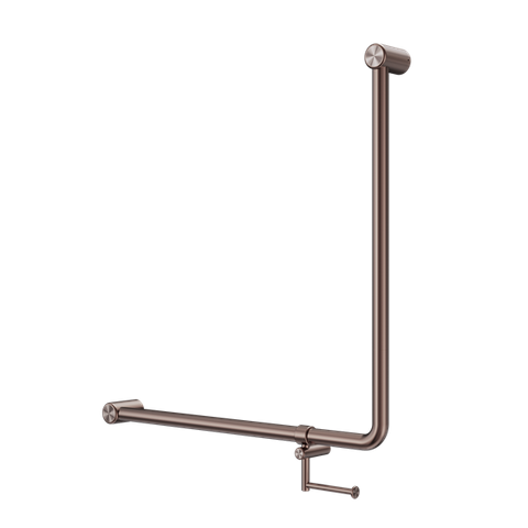 MECCA CARE 32MM 90 DEGREE BENT TUBE GRAB RAIL 750X750MM WITH TOILET ROLL HOLDER
