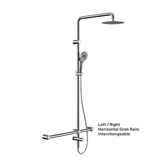 MECCA CARE 32MM T BAR GRAB RAIL 1100X750MM TWIN SHOWER SET CHROME