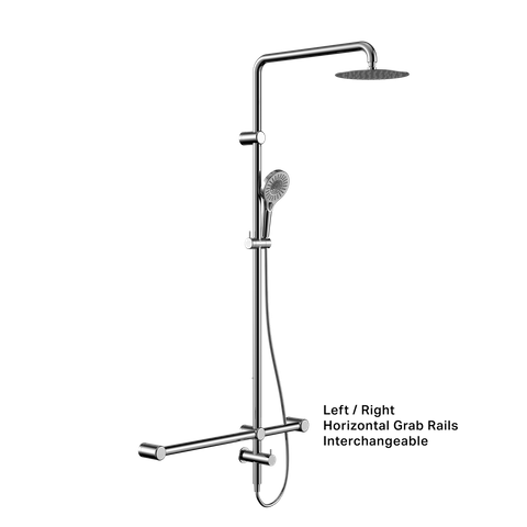 MECCA CARE 32MM T BAR GRAB RAIL 1100X750MM TWIN SHOWER SET CHROME