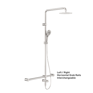 MECCA CARE 32MM T BAR GRAB RAIL 1100X750MM TWIN SHOWER SET BRUSHED NICKEL