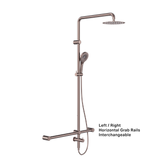 MECCA CARE 32MM T BAR GRAB RAIL 1100X750MM TWIN SHOWER SET BRUSHED BRONZE