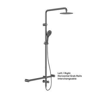 MECCA CARE 32MM T BAR GRAB RAIL 1100X750MM TWIN SHOWER SET GUN METAL