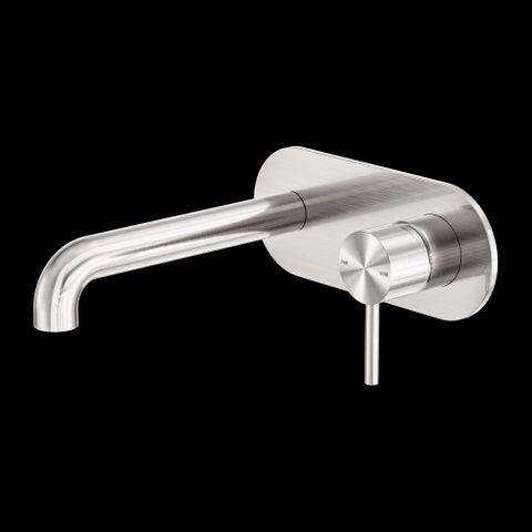 ZEN SS316L WALL BASIN/BATH MIXER 185MM SPOUT BRUSHED NICKEL