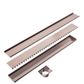 TILE INSERT V CHANNEL FLOOR GRATE 80MM OUTLET WITH HOLE SAW BRUSHED BRONZE