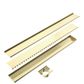 TILE INSERT V CHANNEL FLOOR GRATE 80MM OUTLET WITH HOLE SAW BRUSHED GOLD