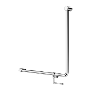 MECCA CARE 32MM 90 DEGREE BENT TUBE GRAB RAIL 750X750MM WITH TOILET ROLL HOLDER