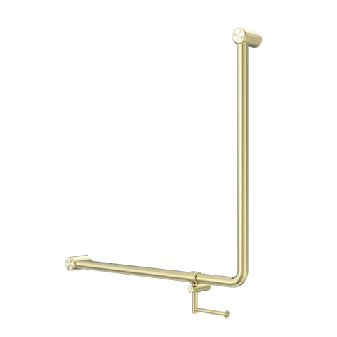 MECCA CARE 32MM 90 DEGREE BENT TUBE GRAB RAIL 750X750MM WITH TOILET ROLL HOLDER