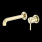 ZEN SS316L WALL BASIN/BATH MIXER SEPARATE BACK PLATE 185MM SPOUT BRUSHED GOLD